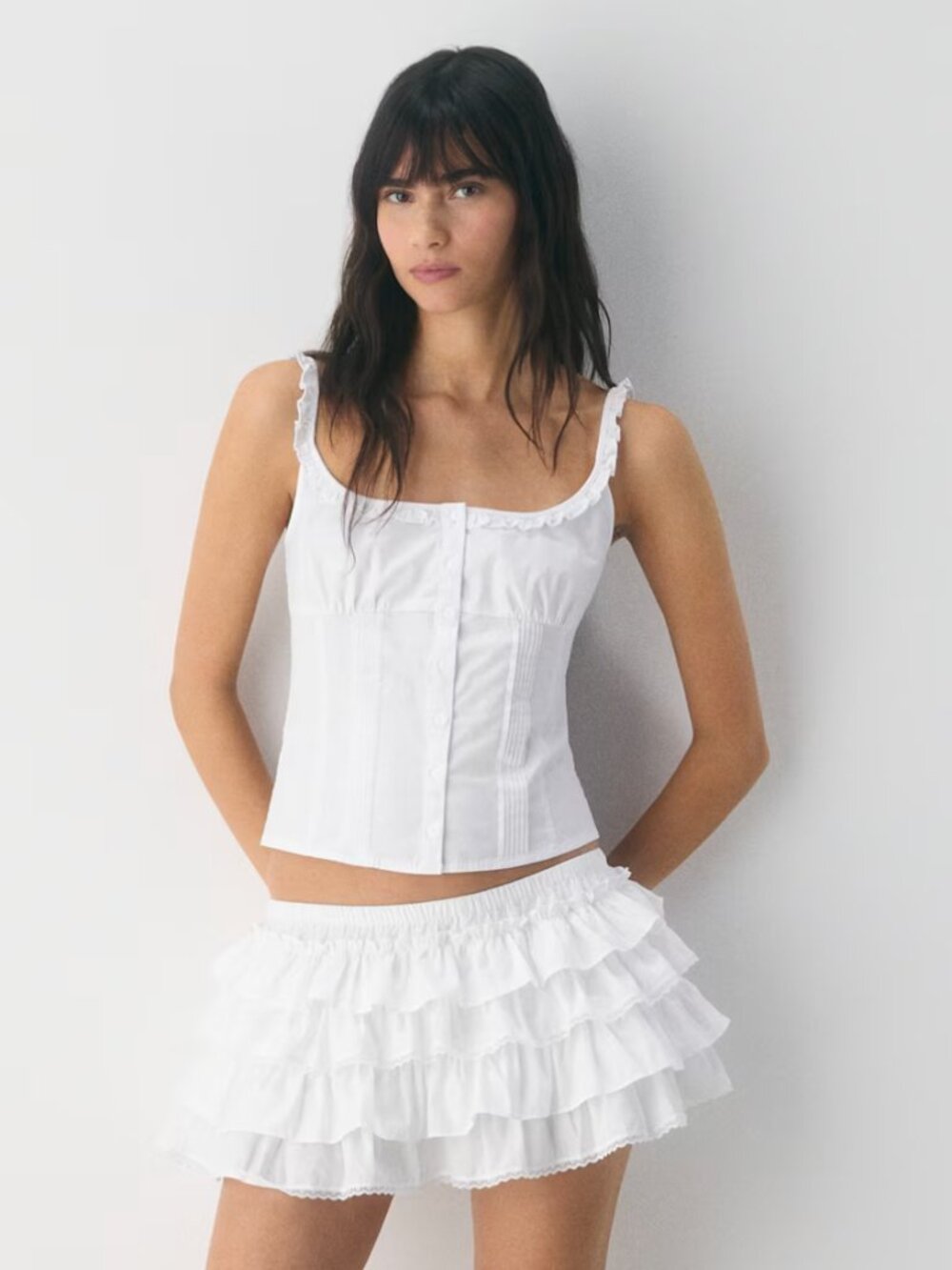 Aritzia Theo Poplin Skort (100% cotton, white)